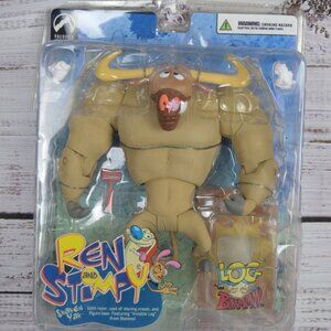 Ren and Stimpy Palisades Shaven Yak Figure Invisible Log Blammo 2004 BOX DAMAGE